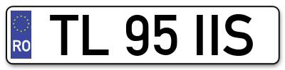 Placuta inmatriculare numar auto  TL-95-IIS, TL 95 IIS, TL95IIS