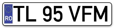 Placuta inmatriculare numar auto  TL-95-VFM, TL 95 VFM, TL95VFM