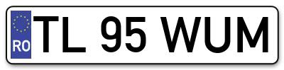 Placuta inmatriculare numar auto  TL-95-WUM, TL 95 WUM, TL95WUM