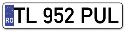 Placuta inmatriculare numar auto  TL-952-PUL, TL 952 PUL, TL952PUL
