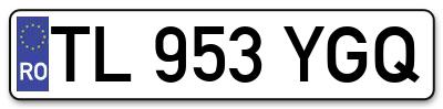 Placuta inmatriculare numar auto  TL-953-YGQ, TL 953 YGQ, TL953YGQ