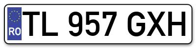 Placuta inmatriculare numar auto  TL-957-GXH, TL 957 GXH, TL957GXH