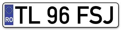 Placuta inmatriculare numar auto  TL-96-FSJ, TL 96 FSJ, TL96FSJ