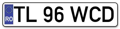 Placuta inmatriculare numar auto  TL-96-WCD, TL 96 WCD, TL96WCD