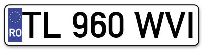 Placuta inmatriculare numar auto  TL-960-WVI, TL 960 WVI, TL960WVI