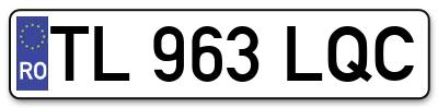 Placuta inmatriculare numar auto  TL-963-LQC, TL 963 LQC, TL963LQC