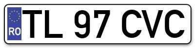 Placuta inmatriculare numar auto  TL-97-CVC, TL 97 CVC, TL97CVC