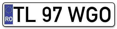 Placuta inmatriculare numar auto  TL-97-WGO, TL 97 WGO, TL97WGO