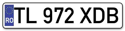 Placuta inmatriculare numar auto  TL-972-XDB, TL 972 XDB, TL972XDB