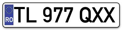 Placuta inmatriculare numar auto  TL-977-QXX, TL 977 QXX, TL977QXX