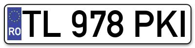 Placuta inmatriculare numar auto  TL-978-PKI, TL 978 PKI, TL978PKI