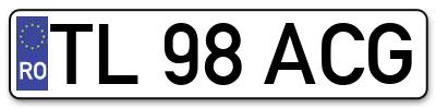 Placuta inmatriculare numar auto  TL-98-ACG, TL 98 ACG, TL98ACG