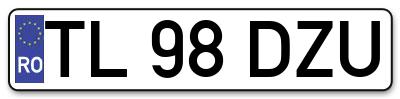 Placuta inmatriculare numar auto  TL-98-DZU, TL 98 DZU, TL98DZU