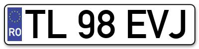 Placuta inmatriculare numar auto  TL-98-EVJ, TL 98 EVJ, TL98EVJ
