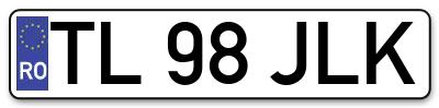 Placuta inmatriculare numar auto  TL-98-JLK, TL 98 JLK, TL98JLK