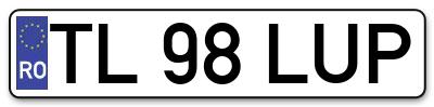 Placuta inmatriculare numar auto  TL-98-LUP, TL 98 LUP, TL98LUP