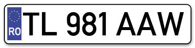 Placuta inmatriculare numar auto  TL-981-AAW, TL 981 AAW, TL981AAW