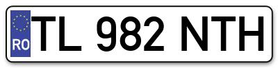 Placuta inmatriculare numar auto  TL-982-NTH, TL 982 NTH, TL982NTH