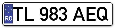 Placuta inmatriculare numar auto  TL-983-AEQ, TL 983 AEQ, TL983AEQ