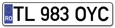 Placuta inmatriculare numar auto  TL-983-OYC, TL 983 OYC, TL983OYC