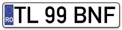 Placuta inmatriculare numar auto  TL-99-BNF, TL 99 BNF, TL99BNF