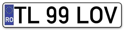 Placuta inmatriculare numar auto  TL-99-LOV, TL 99 LOV, TL99LOV