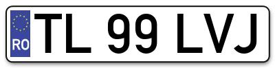 Placuta inmatriculare numar auto  TL-99-LVJ, TL 99 LVJ, TL99LVJ