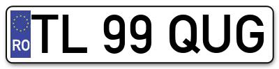 Placuta inmatriculare numar auto  TL-99-QUG, TL 99 QUG, TL99QUG