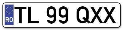 Placuta inmatriculare numar auto  TL-99-QXX, TL 99 QXX, TL99QXX