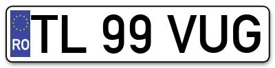 Placuta inmatriculare numar auto  TL-99-VUG, TL 99 VUG, TL99VUG