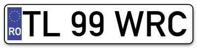 Placuta inmatriculare numar auto  TL-99-WRC, TL 99 WRC, TL99WRC