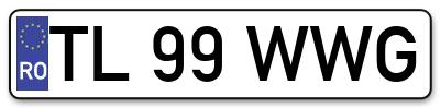 Placuta inmatriculare numar auto  TL-99-WWG, TL 99 WWG, TL99WWG