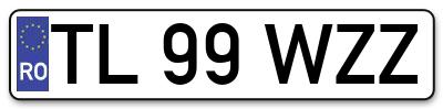 Placuta inmatriculare numar auto  TL-99-WZZ, TL 99 WZZ, TL99WZZ