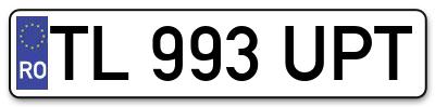 Placuta inmatriculare numar auto  TL-993-UPT, TL 993 UPT, TL993UPT
