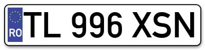 Placuta inmatriculare numar auto  TL-996-XSN, TL 996 XSN, TL996XSN