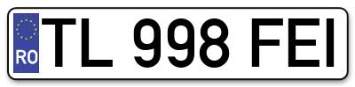 Placuta inmatriculare numar auto  TL-998-FEI, TL 998 FEI, TL998FEI