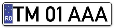 Placuta inmatriculare numar auto  TM-01-AAA, TM 01 AAA, TM01AAA