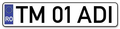 Placuta inmatriculare numar auto  TM-01-ADI, TM 01 ADI, TM01ADI
