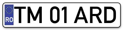 Placuta inmatriculare numar auto  TM-01-ARD, TM 01 ARD, TM01ARD
