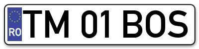 Placuta inmatriculare numar auto  TM-01-BOS, TM 01 BOS, TM01BOS