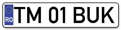 Placuta inmatriculare numar auto  TM-01-BUK, TM 01 BUK, TM01BUK
