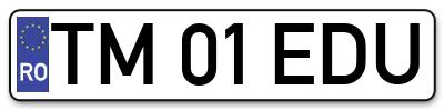 Placuta inmatriculare numar auto  TM-01-EDU, TM 01 EDU, TM01EDU