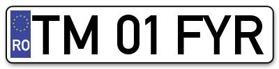 Placuta inmatriculare numar auto  TM-01-FYR, TM 01 FYR, TM01FYR