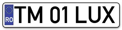 Placuta inmatriculare numar auto  TM-01-LUX, TM 01 LUX, TM01LUX