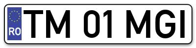Placuta inmatriculare numar auto  TM-01-MGI, TM 01 MGI, TM01MGI