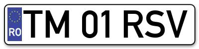 Placuta inmatriculare numar auto  TM-01-RSV, TM 01 RSV, TM01RSV