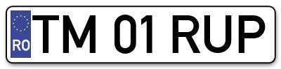 Placuta inmatriculare numar auto  TM-01-RUP, TM 01 RUP, TM01RUP
