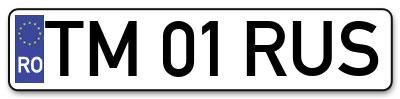 Placuta inmatriculare numar auto  TM-01-RUS, TM 01 RUS, TM01RUS