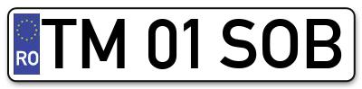 Placuta inmatriculare numar auto  TM-01-SOB, TM 01 SOB, TM01SOB