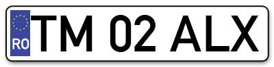 Placuta inmatriculare numar auto  TM-02-ALX, TM 02 ALX, TM02ALX